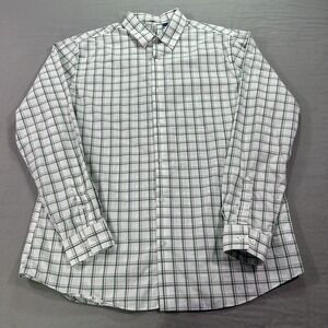 Artefact‎ Shirt Mens XLT XL Tall White Gray Plaid Regular Fit Casual Button Up
